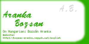 aranka bozsan business card